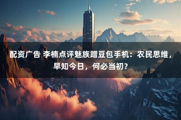 配资广告 李楠点评魅族蹭豆包手机：农民思维，早知今日，何必当初？